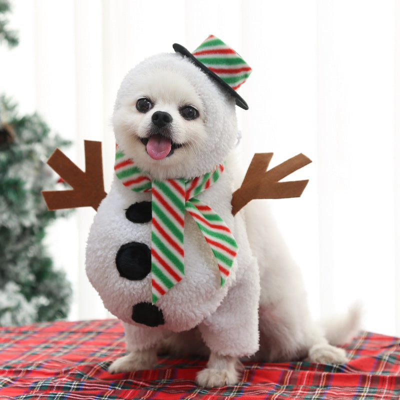 New Dog Beautiful Pet Clothes Standing Snowman