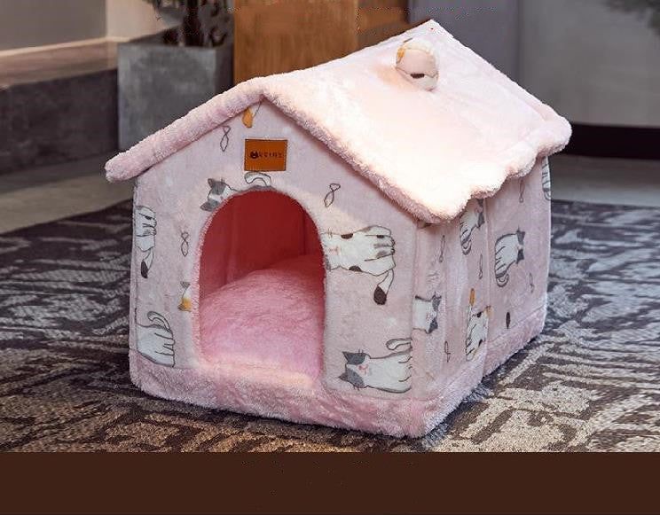 Foldable Dog House Cat Bed Winter Villa Sleep