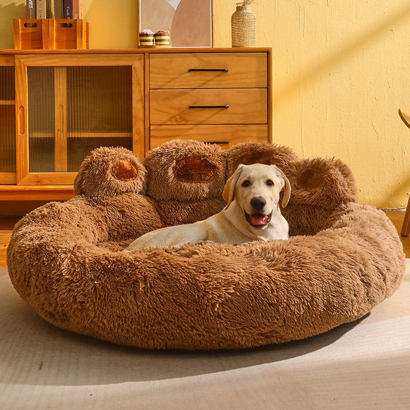 Dog Bed Cat Mat Round Long Plush Deep Sleeping