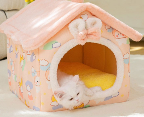 Foldable Dog House Cat Bed Winter Villa Sleep