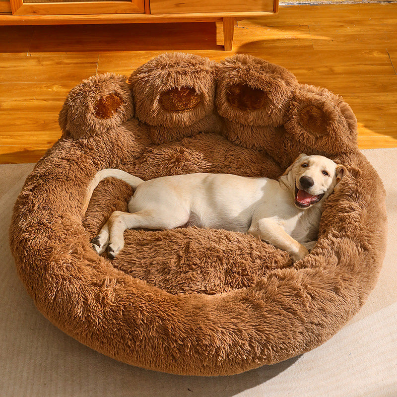 Dog Bed Cat Mat Round Long Plush Deep Sleeping