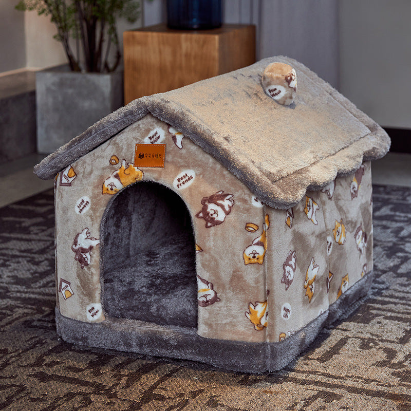 Foldable Dog House Cat Bed Winter Villa Sleep