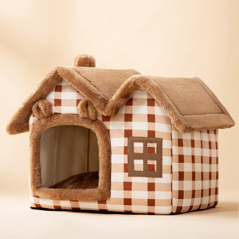 Foldable Dog House Cat Bed Winter Villa Sleep