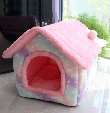 Foldable Dog House Cat Bed Winter Villa Sleep