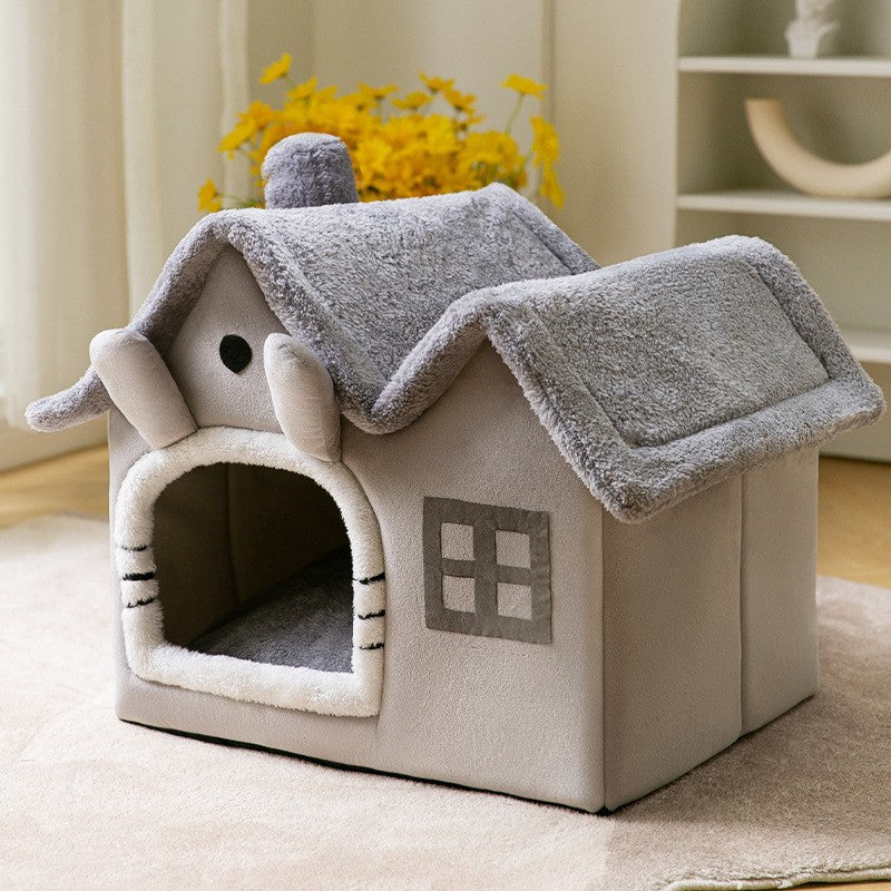 Foldable Dog House Cat Bed Winter Villa Sleep