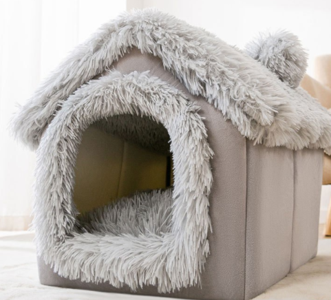 Foldable Dog House Cat Bed Winter Villa Sleep