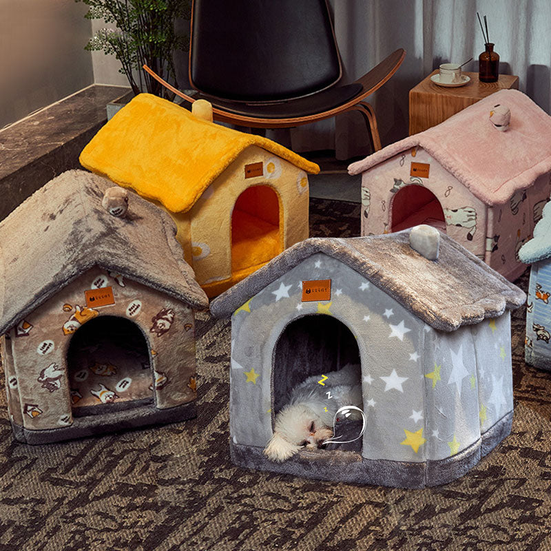 Foldable Dog House Cat Bed Winter Villa Sleep