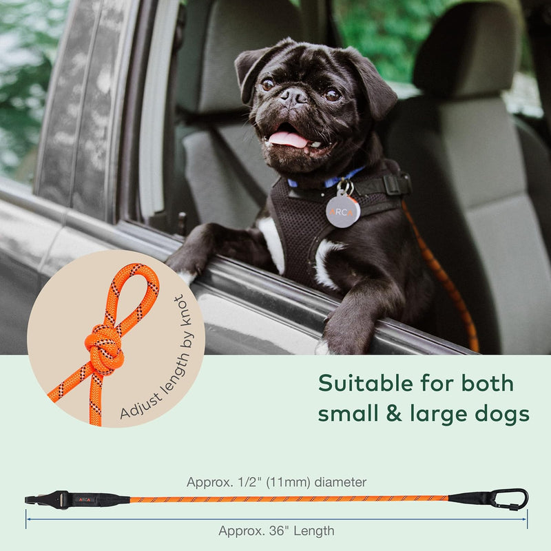 Dog Seat Belt for Car – Heavy-Duty Reflective Pet Restraint with Carabiner & Buckle | Universal Fit for All Dogs – Safe Travel Harness Attachment (Orange)