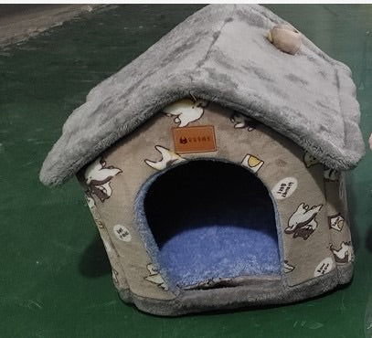 Foldable Dog House Cat Bed Winter Villa Sleep