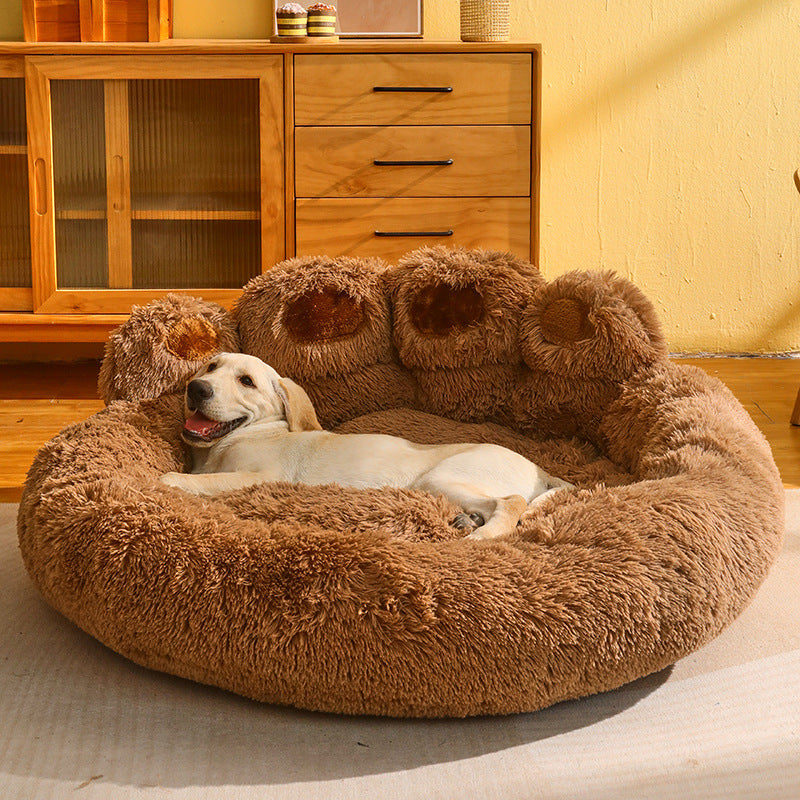 Dog Bed Cat Mat Round Long Plush Deep Sleeping