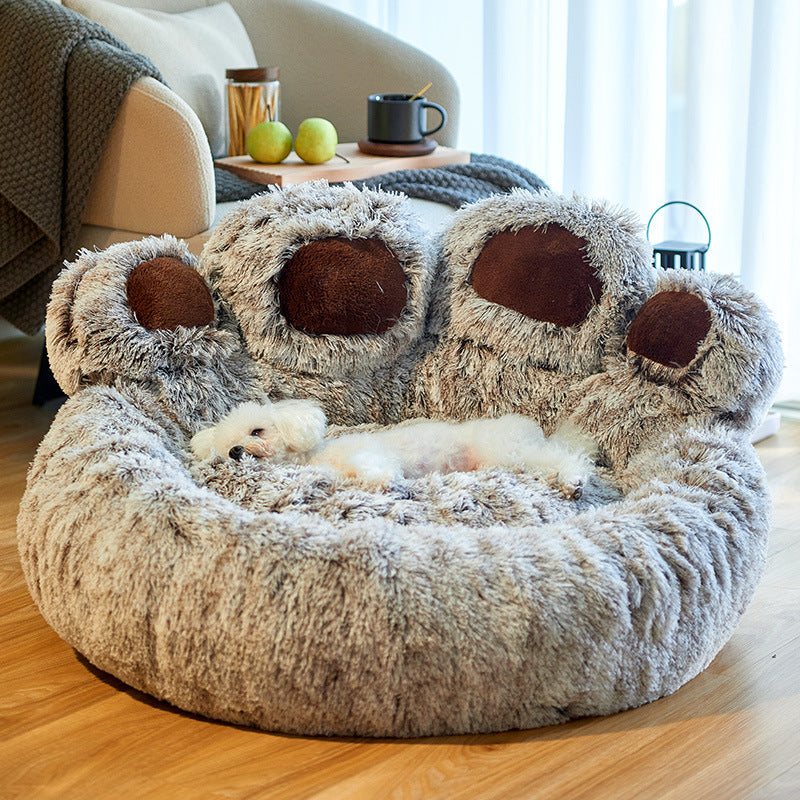 Dog Bed Cat Mat Round Long Plush Deep Sleeping