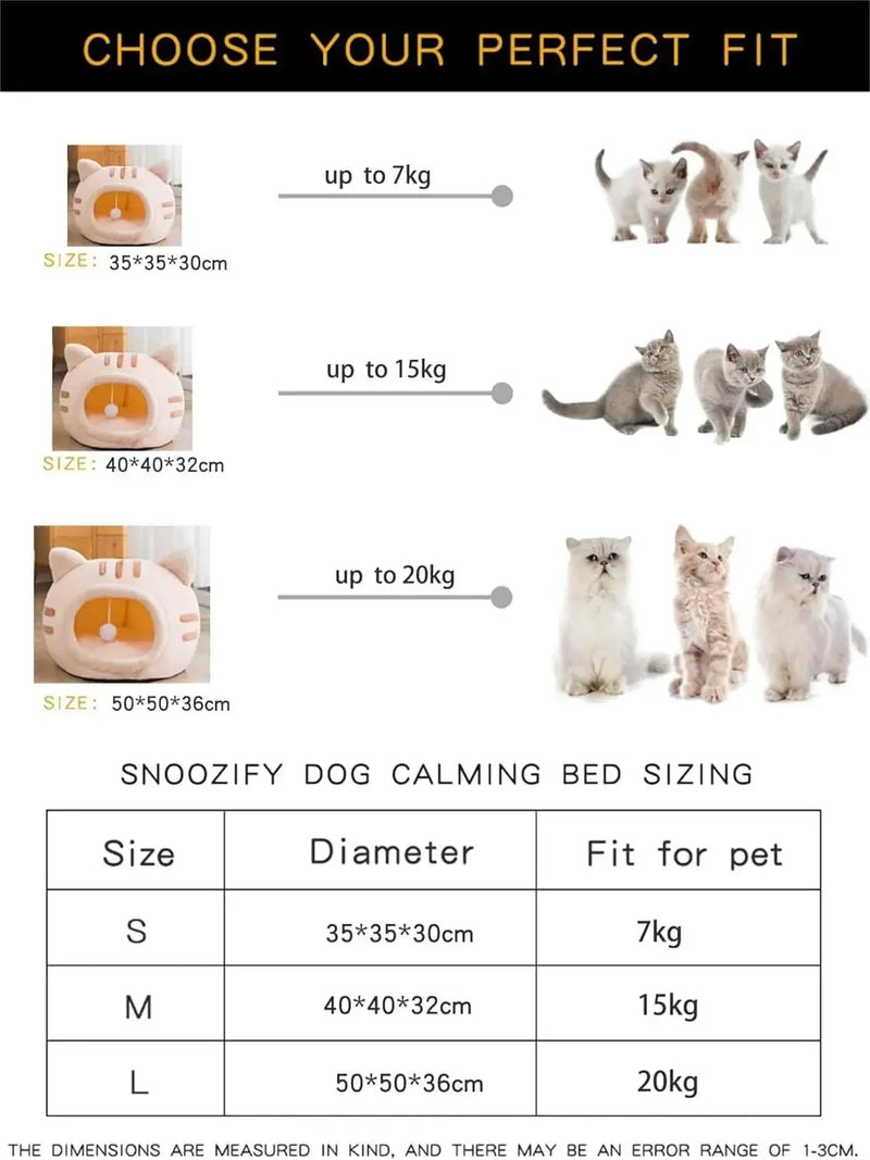 2-in-1 Winter Cat Bed & Small Dog House – Cozy Kitty Cave Nest & Soft Mat | Warm Indoor Pet Tent | Plush Cama Gato for Deep Sleep Comfort | Washable, Foldable Basket Bed for Cats, Kittens, Puppies | Non-Slip, Breathable Design