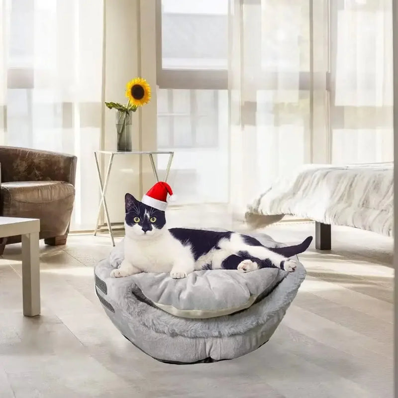 2-in-1 Winter Cat Bed & Small Dog House – Cozy Kitty Cave Nest & Soft Mat | Warm Indoor Pet Tent | Plush Cama Gato for Deep Sleep Comfort | Washable, Foldable Basket Bed for Cats, Kittens, Puppies | Non-Slip, Breathable Design