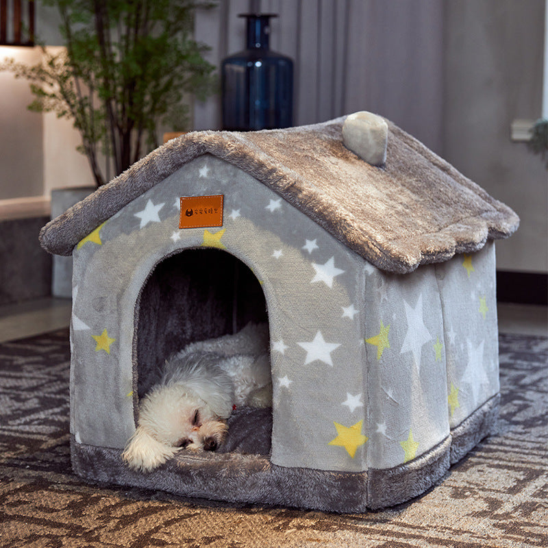 Foldable Dog House Cat Bed Winter Villa Sleep