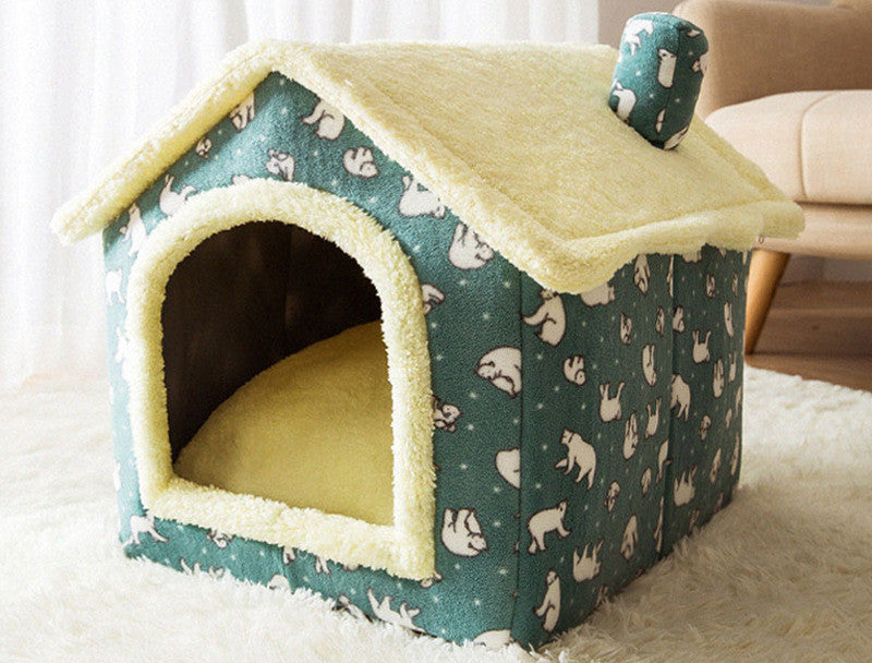 Foldable Dog House Cat Bed Winter Villa Sleep