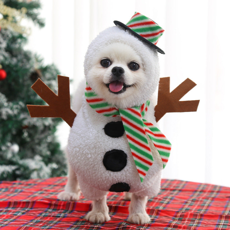 New Dog Beautiful Pet Clothes Standing Snowman