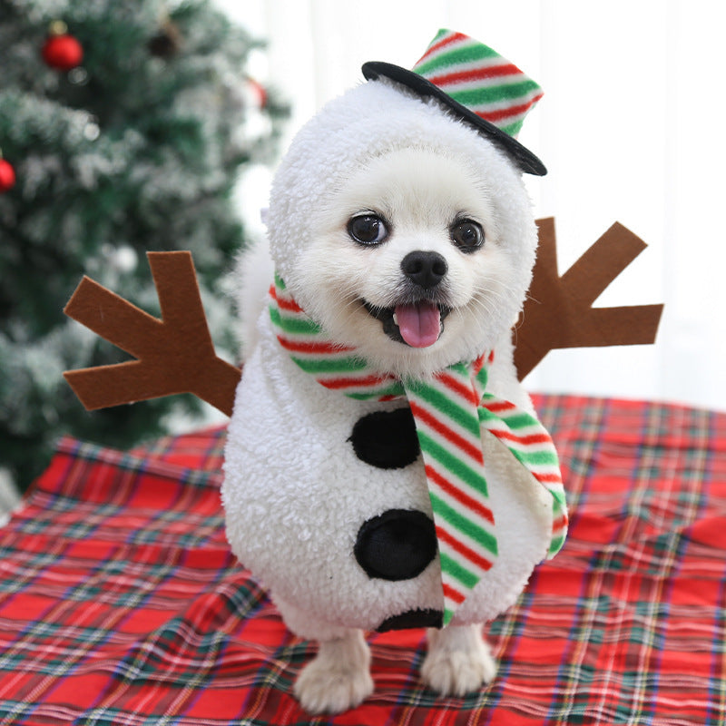 New Dog Beautiful Pet Clothes Standing Snowman