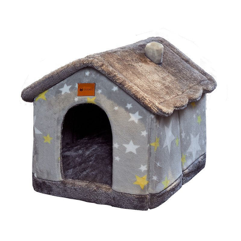 Foldable Dog House Cat Bed Winter Villa Sleep