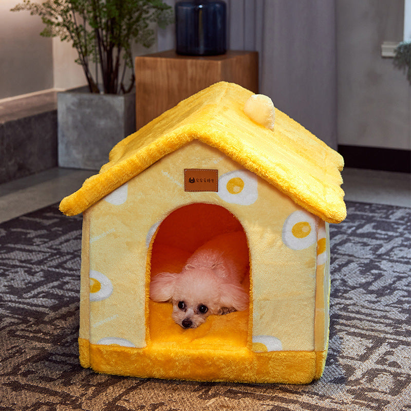 Foldable Dog House Cat Bed Winter Villa Sleep