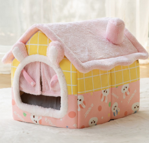 Foldable Dog House Cat Bed Winter Villa Sleep