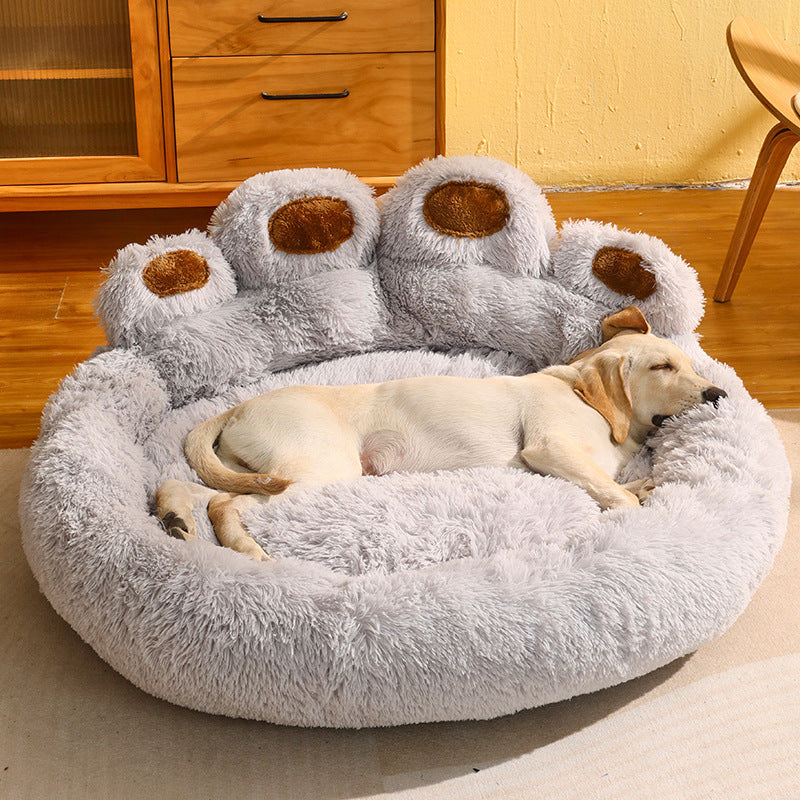 Dog Bed Cat Mat Round Long Plush Deep Sleeping